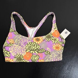 Tory Burch Floral Sports Bra in Purple and Orange